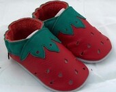 Soft sole leather BABY shoes red strawberry sandals pick your size