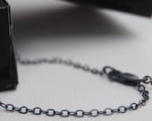 25 inch small OVAL Link Oxidized Sterling Silver Chain