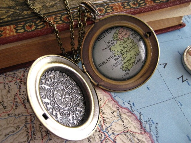Map Locket  Necklace Choose Your Journey