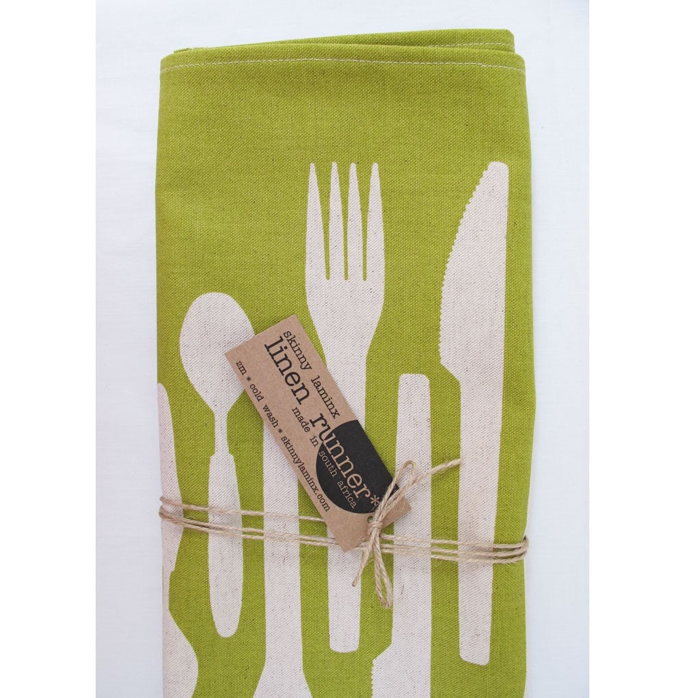 Table runner - Flatware, in wasabi