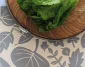 Tea towel - Leaves, in winter grey