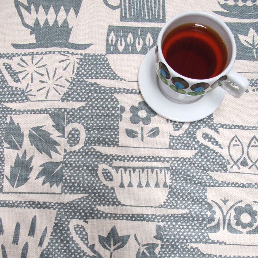 Tea towel - Everyone Came to Tea, in wedgewood - skinnylaminx