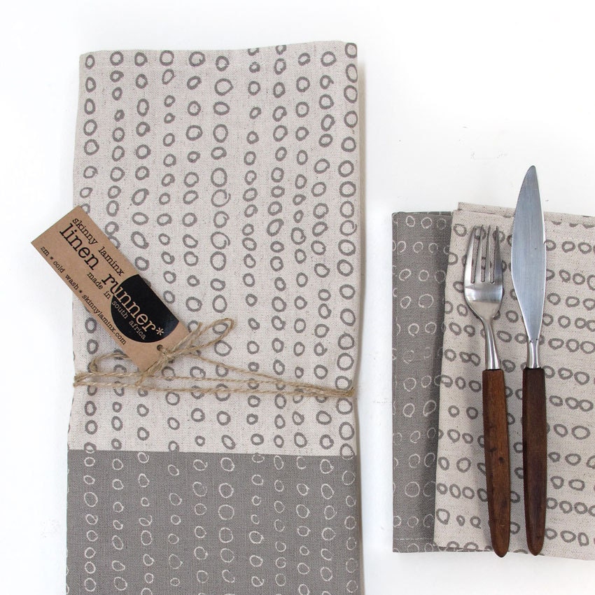 Table Runner - Abacus, in Pebble Grey