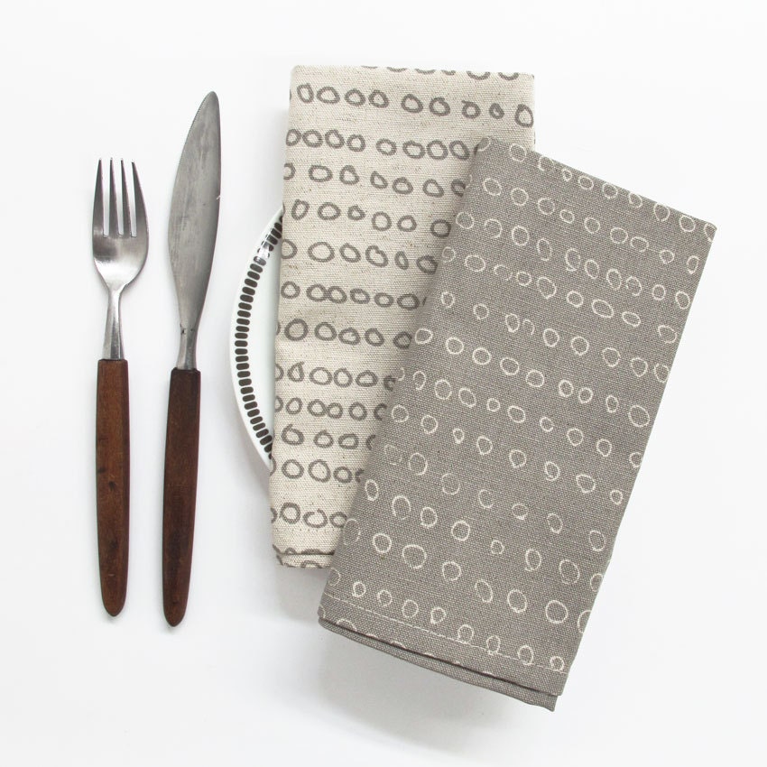 Table Napkin pair  - Abacus, in Pebble Grey