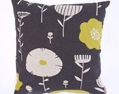 Cushion cover 50x50cm - Wild Flowers, in Lemon Plum