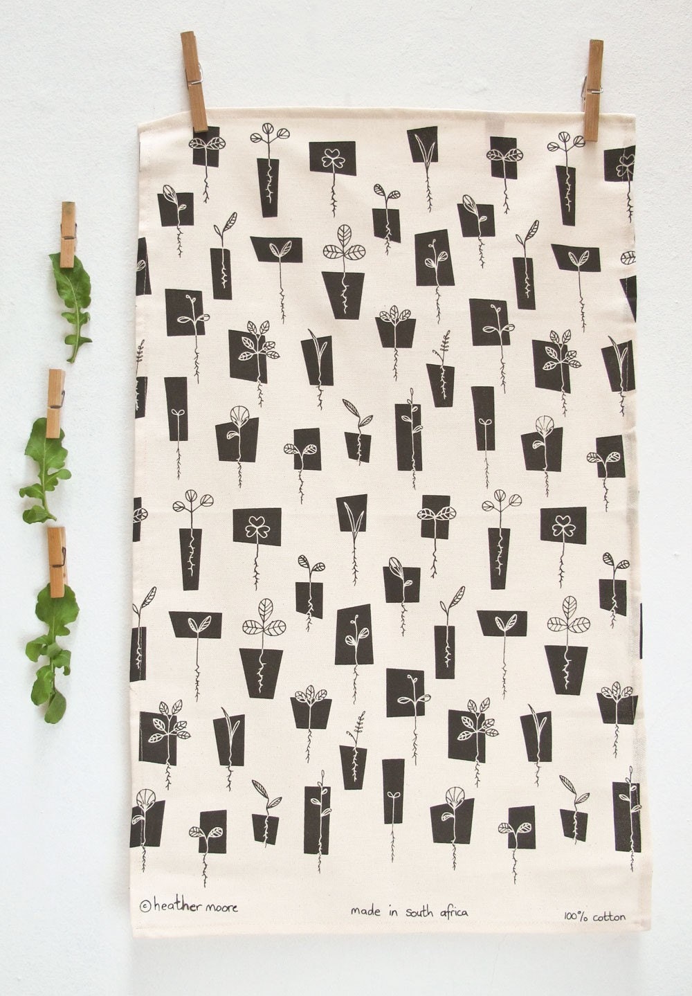Tea towel - Sprouts, in blackboard
