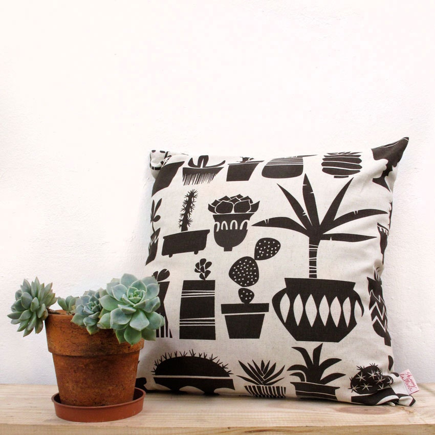 Cushion cover 50x50cm - Succulents, in Marrakesh Brown