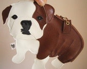 Boris the English Bulldog Cute Vintage Inspired Brown Vinyl Zipper Clutch Purse
