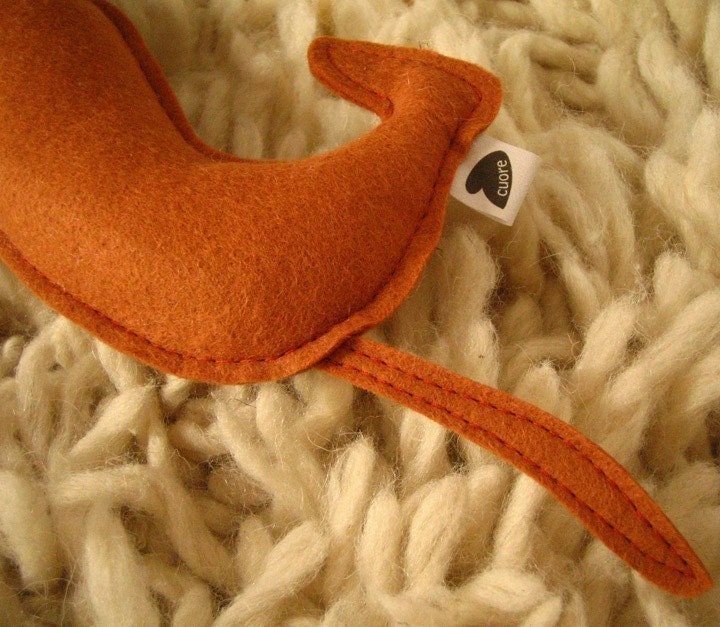 Barbeque the Dachshund Weiner Dog Wool Felt Applique Plush Doll Pillow