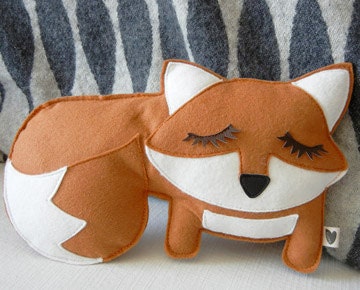 Grayson the Fox Felt Applique Plush Doll Pillow