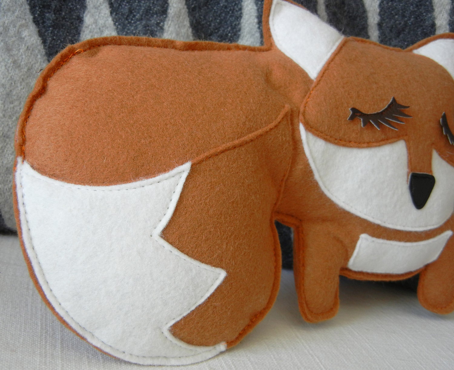 Grayson the Fox Felt Applique Plush Doll Pillow