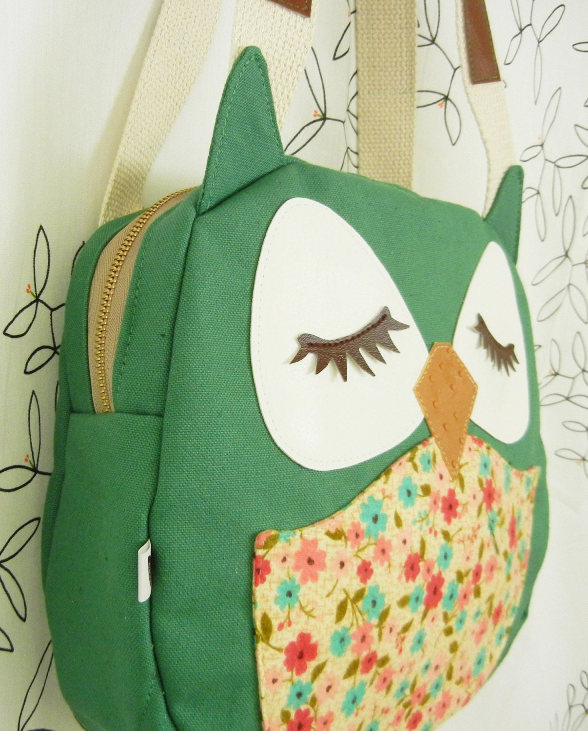 Wendy the Owl Applique Canvas Tote Purse Handbag Shoulder bag