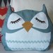 Mosby the Owl Vintage Inspired Wool Olive Felt Applique Decorative Doll Pillow