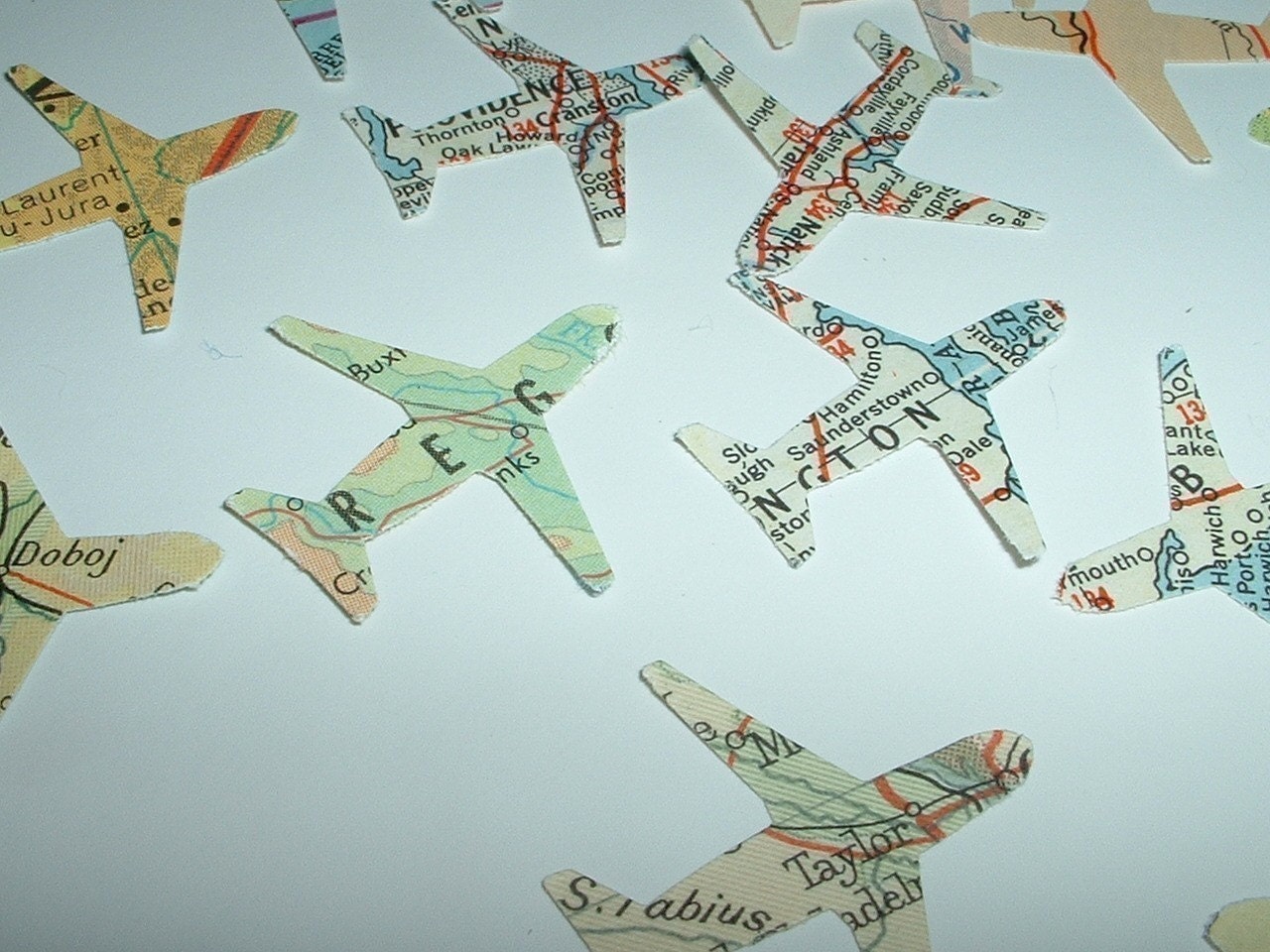 100 AIRPLANES Vintage Atlas Map Punches Wonderful Table Confetti for Travel Theme Parties
