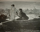 1894 THE PROPOSAL Antique Engraved Black and White Illustration for Altered Art or Framing
