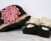 Organic Cotton  Hat and Bootie Set for Baby Made to Order