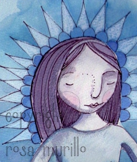 Greeting Card- Blue Girl, Pregnant