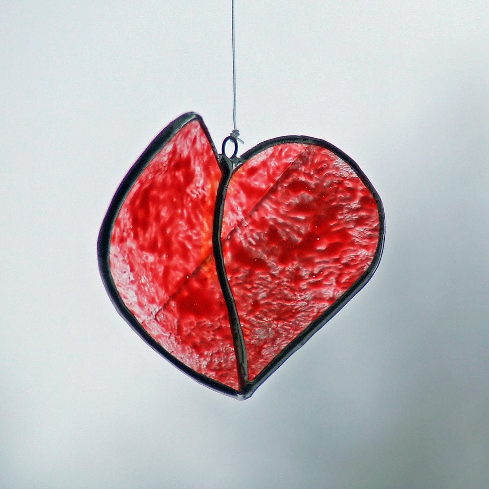 Valentine Glass Heart Beer Bottle Heart Splotch Painted