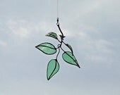 Upcycled Elm Leaf Mobile from Reclaimed Glass Bottle Glass