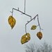 Elm Leaf Mobile from Reclaimed Amber Beer Bottle Glass