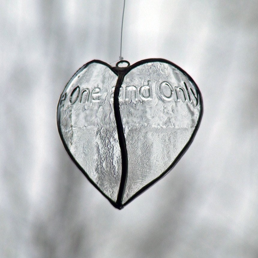 Valentine's Day Decoration, Home Decor, Valentine's Day Gift, Glass Heart Valentine, Transparent Glass Heart One and Only