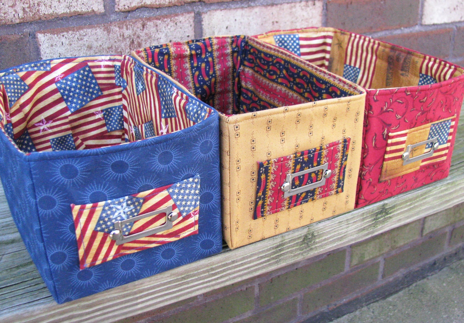 Fabric File Boxes - American Flag Prints