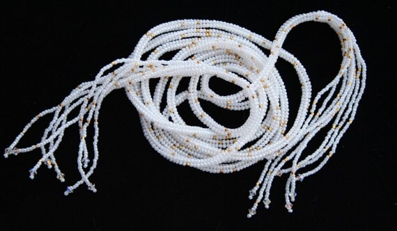 Snow Princess Lariat Beadwoven Necklace