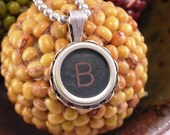 Vintage Typewriter Key Necklace Pendant Letter B with 16 Inch Ballchain