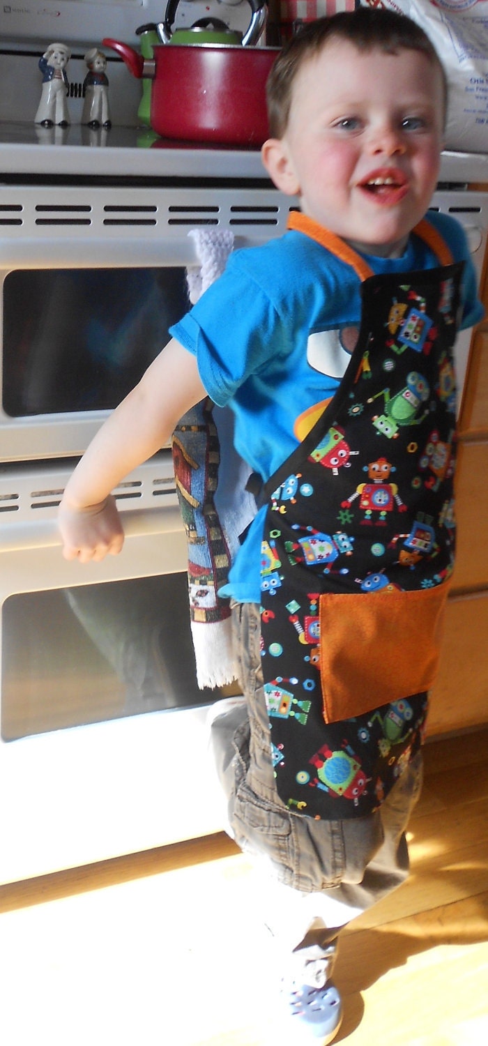 Little Man's Robot Apron - Sized to fit 3 to 6