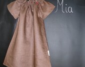 Peasant Mini DRESS - Linen and Cotton - Pick the size Newborn up to 12 Years by Boutique Mia