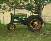 Grandpa's Old John Deere Tractor 8x10 Metallic Photograph with Vintage Tractor