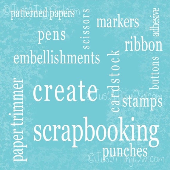 Scrapbooking 12x12 Typography (Word Art) Print - All Scrapbooking Themed