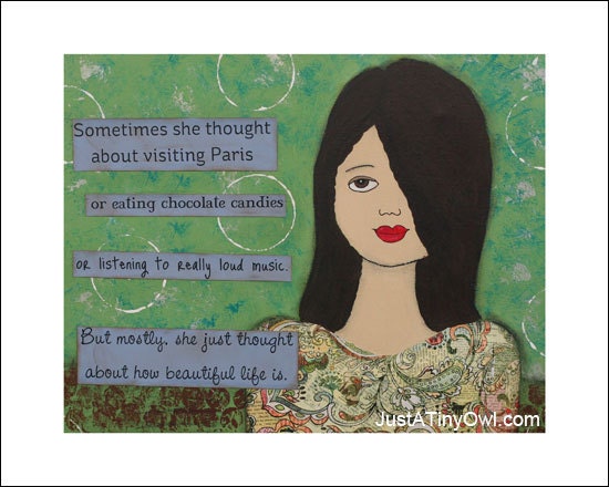 She Thought About Visiting Paris - 8x10 Mixed Media Art Print