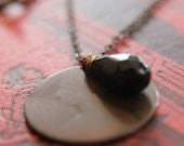 Ebony Necklace with Antique Victorian Coin and Glass