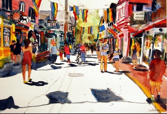 Provincetown Painting PRINT Cape Cod Art Commerical Street Scene