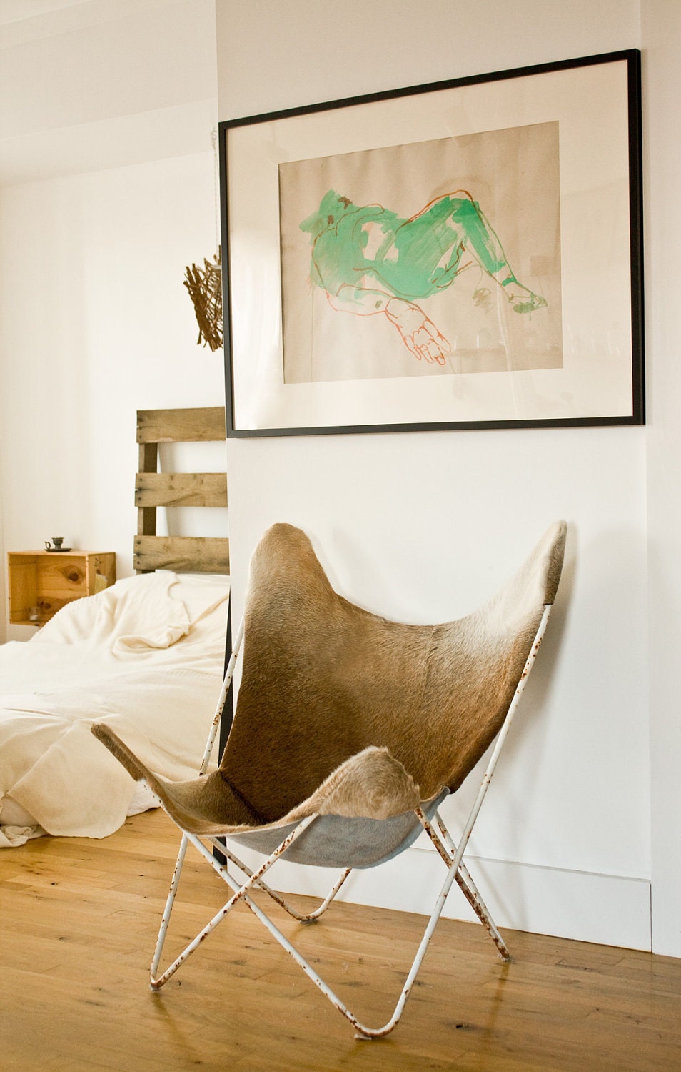 Custom Hardoy Butterfly Cowhide Chair Cover. WhiteWash Home Collection.