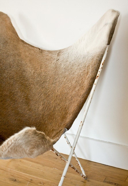 Custom Hardoy Butterfly Cowhide Chair Cover. WhiteWash Home Collection.