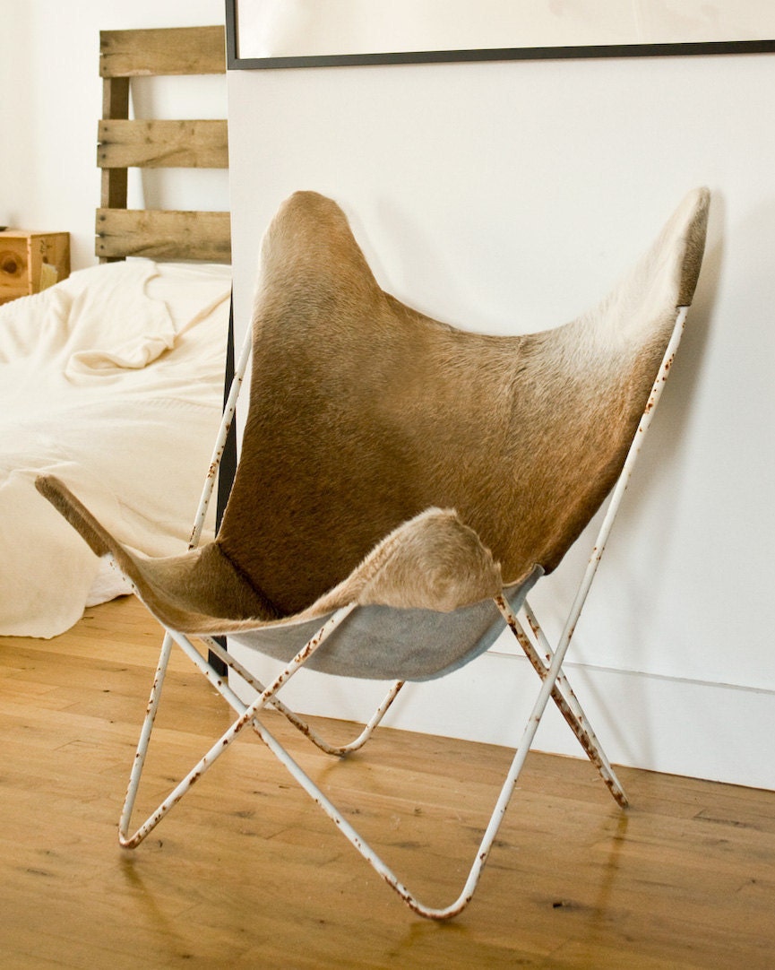 Custom Hardoy Butterfly Cowhide Chair Cover. WhiteWash Home Collection.