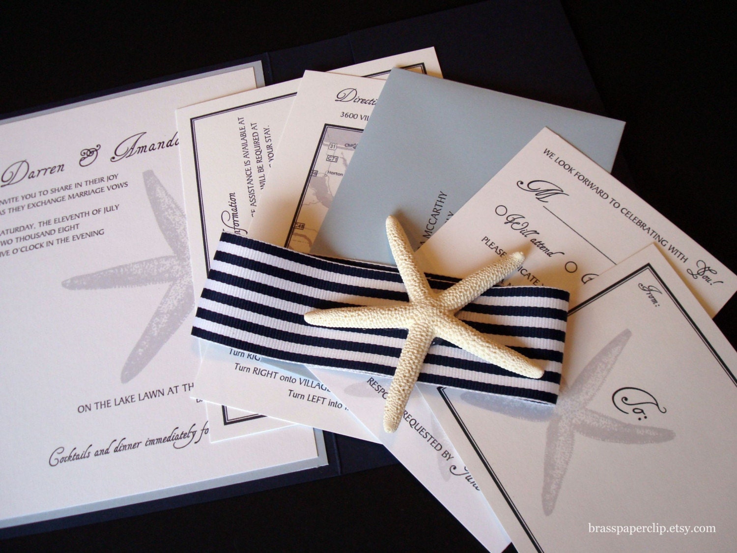 Custom Nautical Wedding Invitations - RESERVED FOR AMANDA