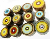 SMALL Tree Ring Paintings Set of 12 Eco Friendly Abstract Art on Salvaged Wood