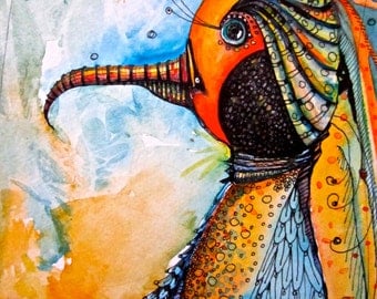 Illustration Bird Painting  Art Prints by Mary Vogel Lozinak      srajd zentangle zen tangle 10x14