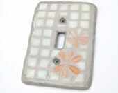 Single Stained Glass Mosaic Switchplate Twin Orange Creamsicle Flowers