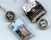 Book Earrings Shakespeare Sonnet  Vintage Typewriter Poetry Poets Sweet Love
