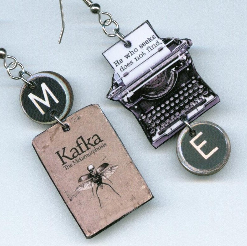 The Metamorphosis Earrings Franz KAFKA Vintage Typewriter Literary Quote Philosophy