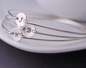 Bridesmaid Jewelry, FOUR, Modern Bridesmaid Gift,  Bracelet, Sterling Silver Bangle Bracelets