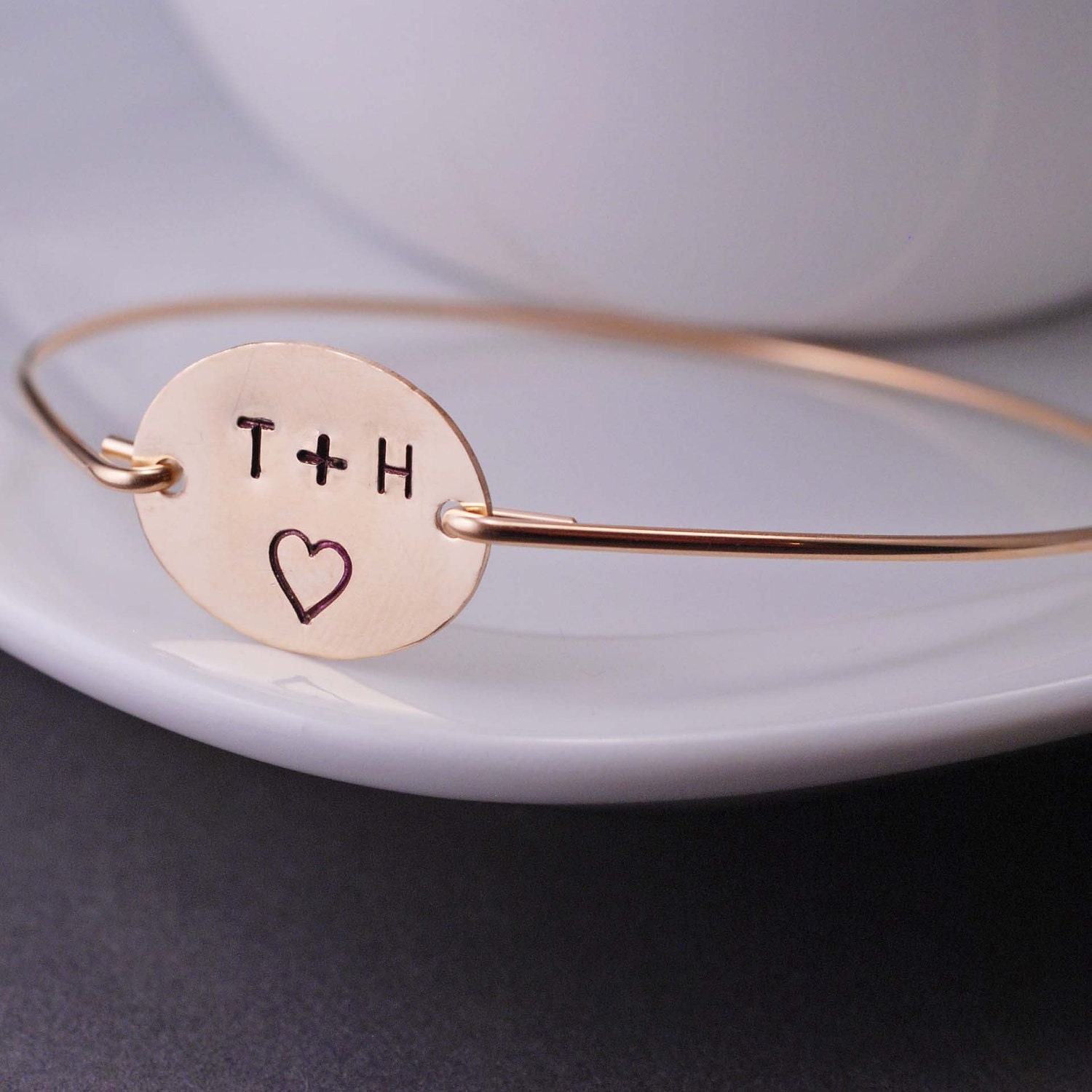 Personalized Bracelet, Engagement Gift, Valentine Gift, Gold Love Bangle Bracelet, Wife Gift