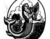 Merman Original Linocut