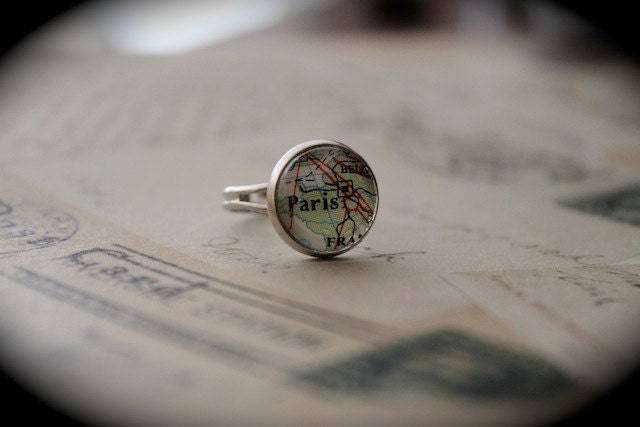 Paris Authentic Vintage Map Ring
