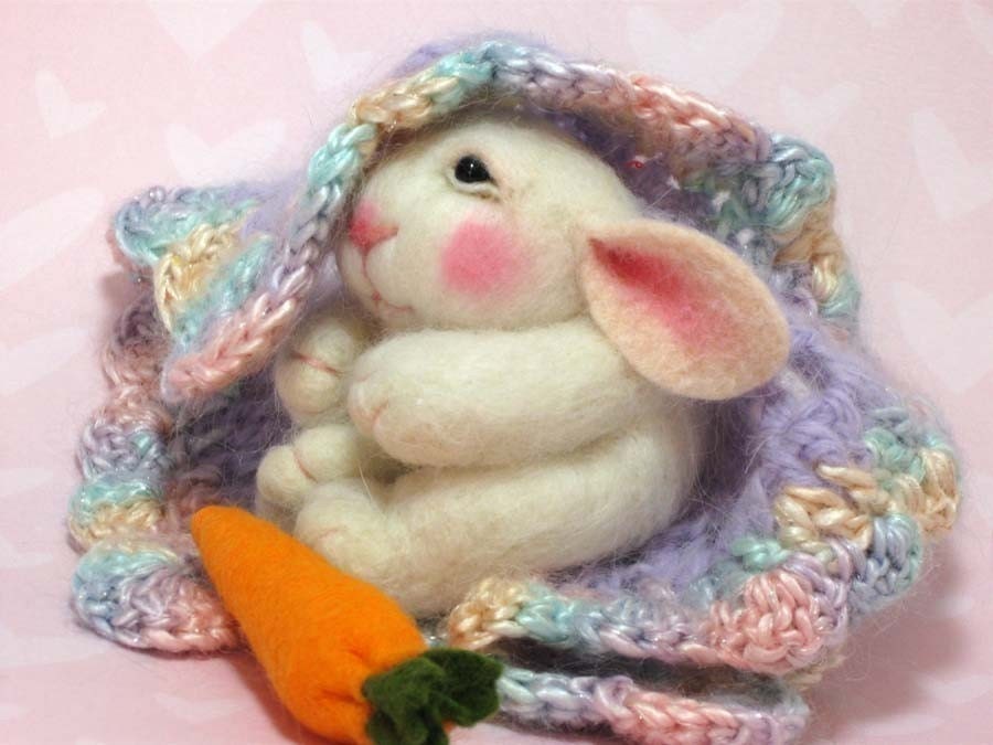 PDF CLASS Needle Felted Wool Animal Bunny Class By Barby Anderson (Kits available and sold separately)