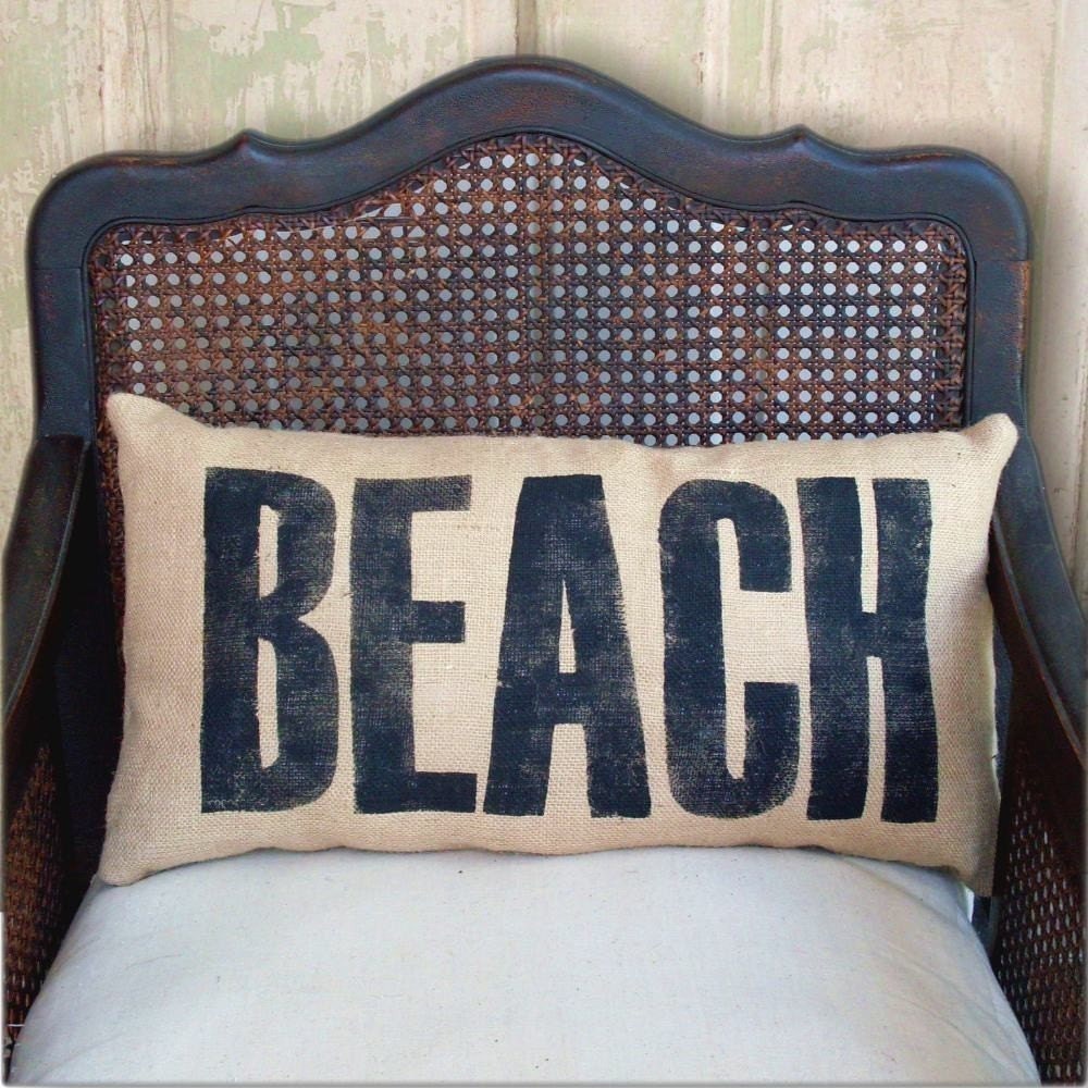 Beach - Burlap Pillow